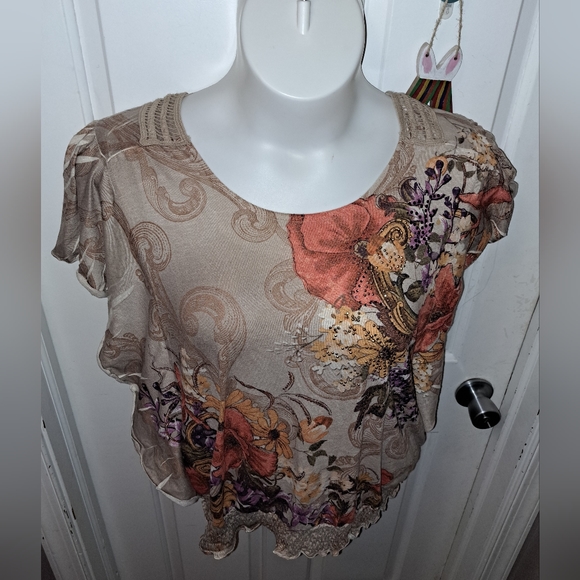 Style&Co Batwing Sleeve Knit Floral Top Sz XL - Picture 6 of 10